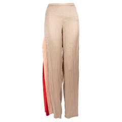 La Perla Beige Pantaloni a gamba larga con strisce laterali Taglia L.L.A.
