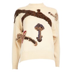 Hermès Vintage Ecru Mushroom Knit Sweater Size S