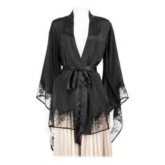 Agent Provocateur Black Silk Long Sleeve Robe Size S