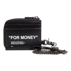 Off-White Black Leather "For Money" Chain Wallet