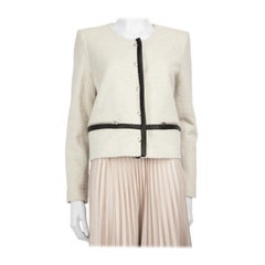 Iro Ecrufarbene kragenlose Tweed-Jacke Größe XL