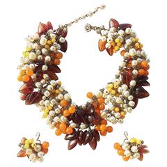 Splendid Miriam Haskell baroque pearl necklace , with matching earrings, 1960s 7