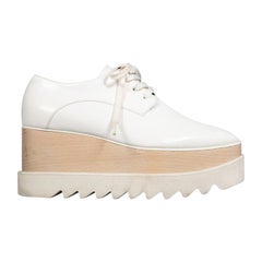 Stella McCartney White Leather Elyse Lace-Up Shoes Size IT 37