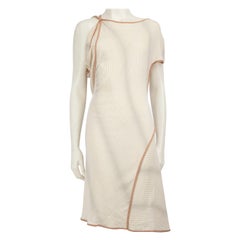 Marni - Vestito midi in seta ecru con motivo a righe - taglia S
