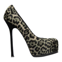 Saint Laurent Leopard Print Pony Hair Heels Size IT 37.5