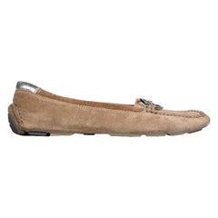 Prada Beige Suede Square Toe Loafers Size IT 35.5