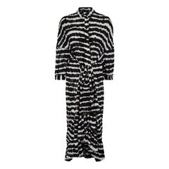 Preen By Thornton Bregazzi Black Stripe Shirt Dress Size L