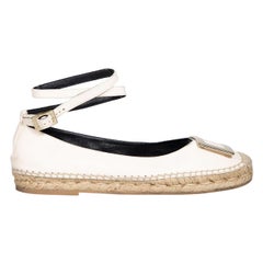 Roger Vivier White Leather Buckle Espadrilles Size IT 38