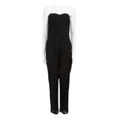 Monique Lhuillier Black Lace Floral Jumpsuit Size XXL