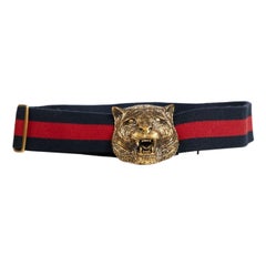 Gucci Tiger Buckle Canvas Belt