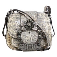 Miu Miu Crystal Embellished Lizard Dahlia Shoulder Bag