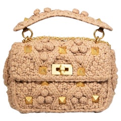 Valentino Garavani Beige Cashmere Roman Stud Bag