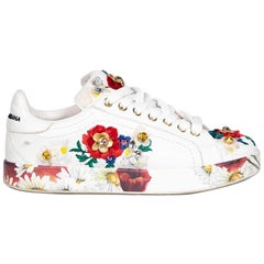 Dolce & Gabbana White Flower Portofino Sneakers Size IT 37