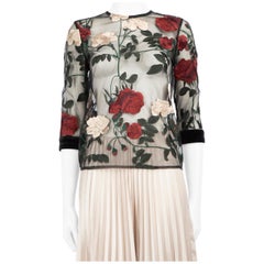 Ganni Floral Embroidered Sheer Top Size S