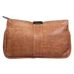 Jimmy Choo Brown Snake Embossed Leather Clutch
