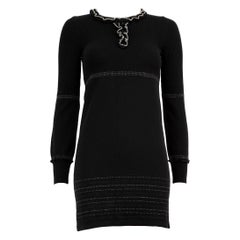 Fendi Black Wool Long Sleeve Knit Mini Dress Size S