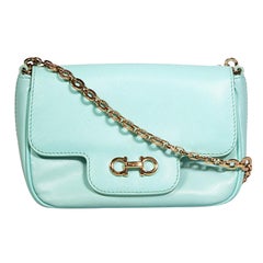 Salvatore Ferragamo Turquoise Leather Chain Bag