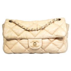Chanel 2006-08 Beige Lambskin Bubble Quilt Flap Bag