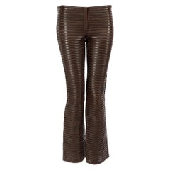 Dolce & Gabbana Brown Leather Striped Trousers Size S