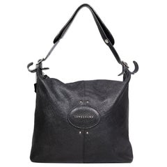 Longchamp Le Foulonne Hobo-Tasche aus schwarzem Leder