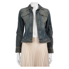 Dolce & Gabbana Blue Denim Red Striped Sleeve Jacket Size XS