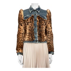 Tom Ford Leopard Pattern Rabbit Fur Denim Jacket Size XS