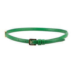 Elie Saab Green Leather Logo Skinny Belt