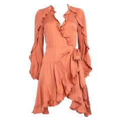 Zimmermann Pink Silk Frill V-Neck Mini Dress Size S