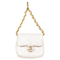 Chanel White Leather Micro Belt Bag Charm