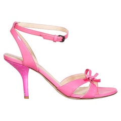 Bottega Veneta Pink Patent Bow Detail Sandals Size IT 37