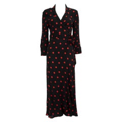 Ganni Schwarzes gepunktetes Wickelkleid Größe S