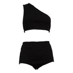 Bottega Veneta Bikini negro de dos piezas con pliegues Talla M