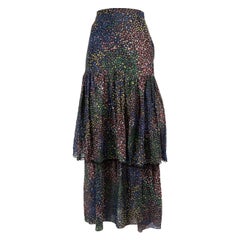 Chloé Abstract Pattern Layered Ruffle Maxi Skirt Size M
