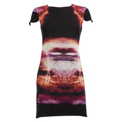 Alexander McQueen Mini Vestido de Seda Estampado Rayo Talla S