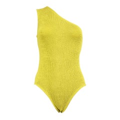 Bottega Veneta Green One-Shoulder Ruched Swimsuit Size M