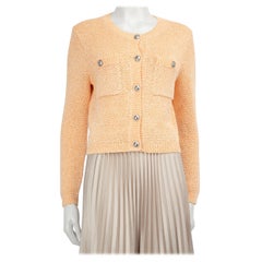 Maje Orange Pailletten gestrickte Strickjacke Größe S