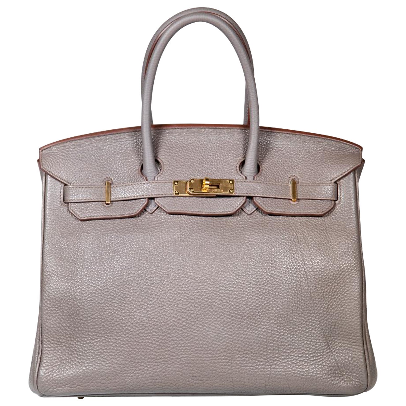 Hermès 2012 Grey Leather Birkin 35 Etain Togo GHW P Stamp For Sale