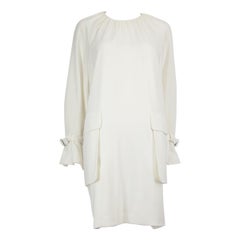 Max Mara White Gathered Neckline Dress Size M