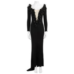 Jiki Monte Carlo Black V-Neck Embellished Maxi Dress Size M
