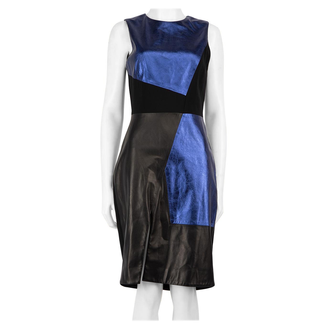 Prabal Gurung Geometric Leather Knee Length Dress Size S For Sale
