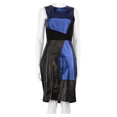 Prabal Gurung Geometrisches knielanges Kleid aus Leder Größe S