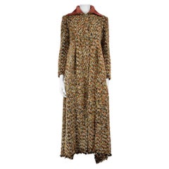 Chanel FW18 Velvet Collar Long Tweed Coat Size S