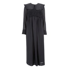 Ganni Black Ruched Long Sleeve Maxi Dress Size XS