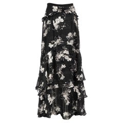 Erdem - Gonna floreale nera con volant taglia XS