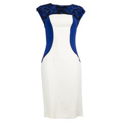 Etro Blue & White Panel Sequinned Midi Dress Size M