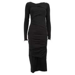 Raey Black Ruffle Bodycon Open Back Midi Dress Size XS