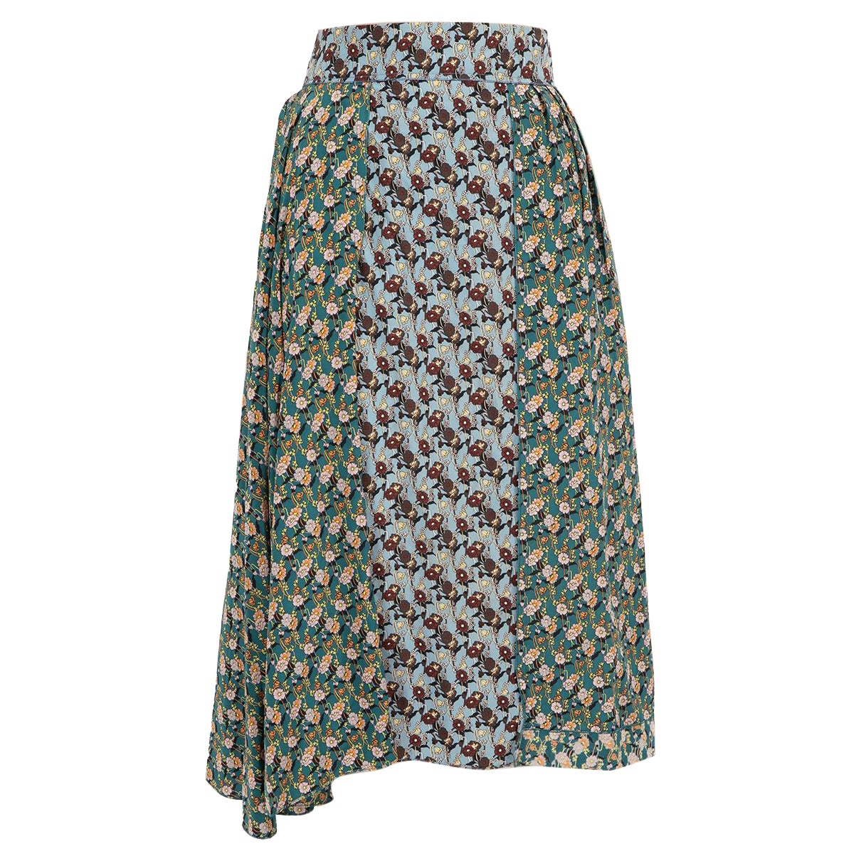 Marni Floral Silk Midi Pleated Skirt Size XL For Sale