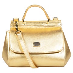 Dolce & Gabbana Gold Leather Sicily Top-Handle