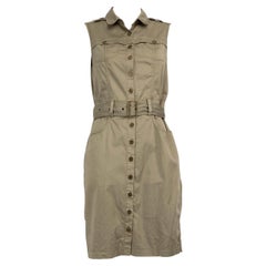 Burberry Khakifarbenes ärmelloses Kleid mit Knopfleiste Größe M