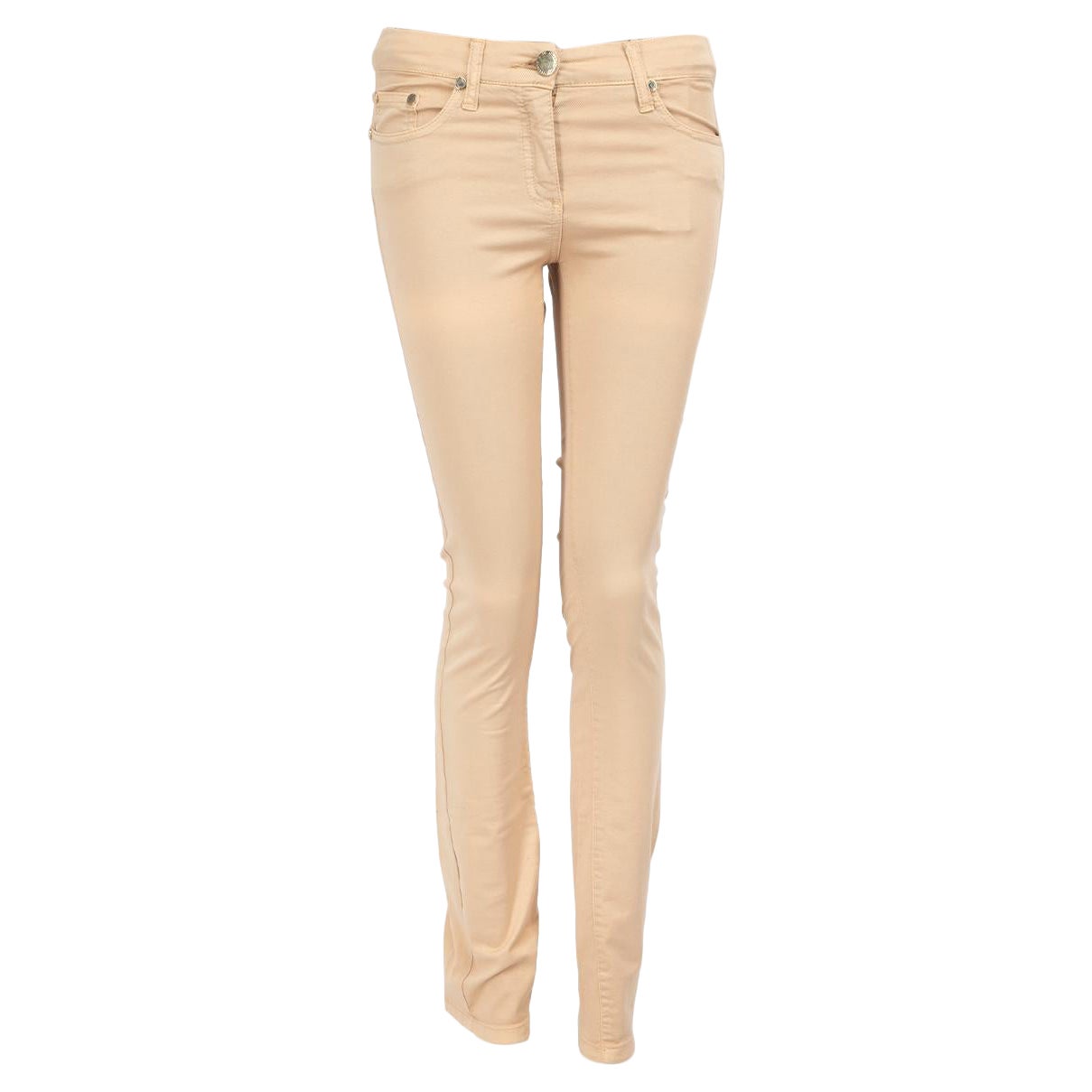 Elisabetta Franchi Beige Mid Rise Skinny Jeans Größe S im Angebot